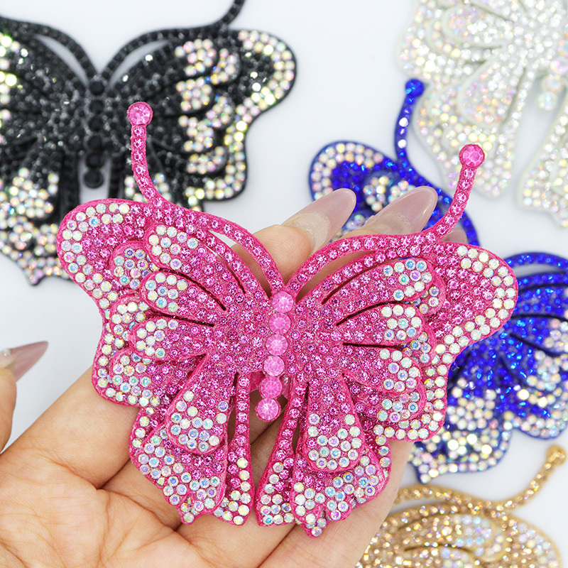 8.8*7.6cm Sparkly Rhinestone 3D Butterfly Applique Supplier