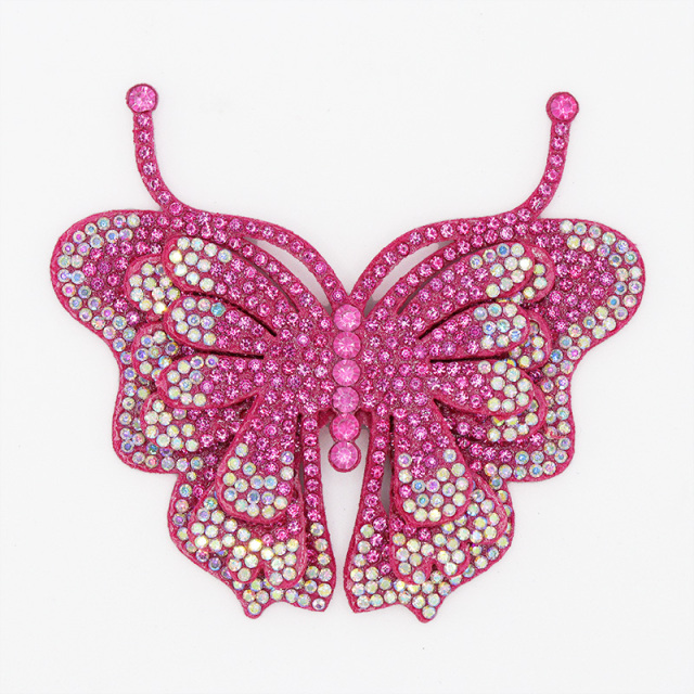 8.8*7.6cm Sparkly Rhinestone 3D Butterfly Applique Supplier