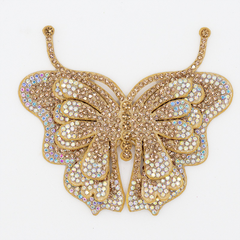 8.8*7.6cm Sparkly Rhinestone 3D Butterfly Applique Supplier