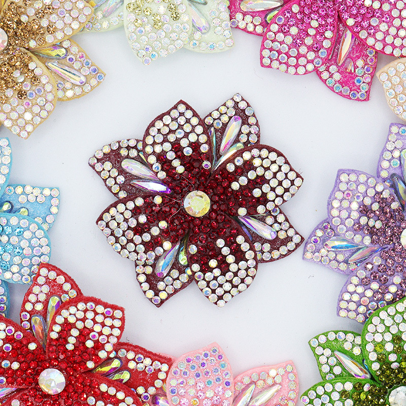 4.4*4.4cm 3D Floral AB Crystal Applique Custom