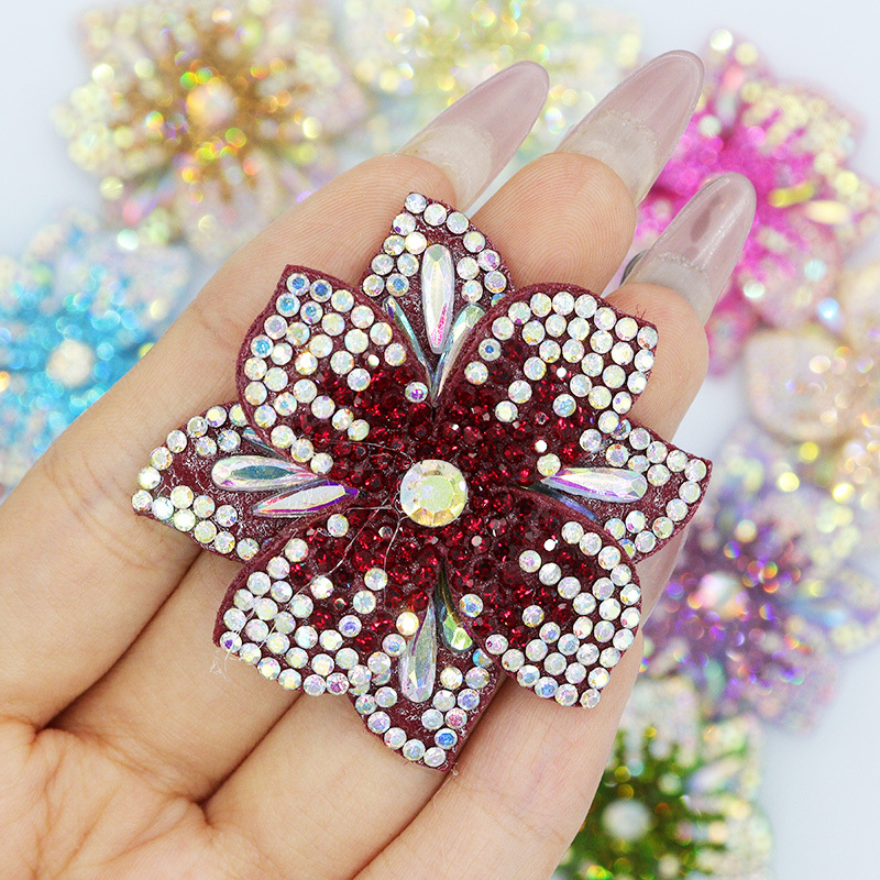 4.4*4.4cm 3D Floral AB Crystal Applique Custom