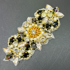 12*5.5cm Colorful Crystal Beaded Applique for Wedding Dress Factory