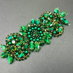12*5.5cm Colorful Crystal Beaded Applique for Wedding Dress Factory