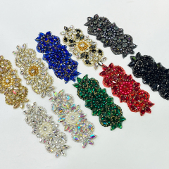 12*5.5cm Colorful Crystal Beaded Applique for Wedding Dress Factory
