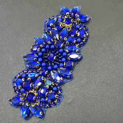 12*5.5cm Colorful Crystal Beaded Applique for Wedding Dress Factory