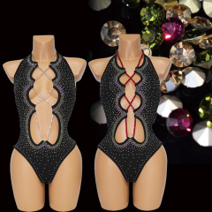 Bling Rhinestone Strap Bodysuit Aesthetic Stripper Outfits Exporter