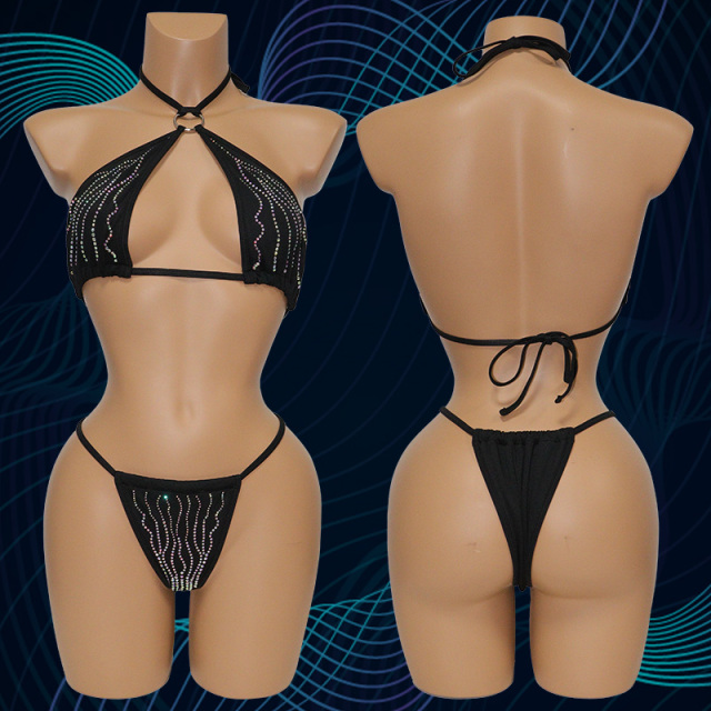 Black Diamond Two Piece Exotic Dancewear Bathing Suits Wholesale
