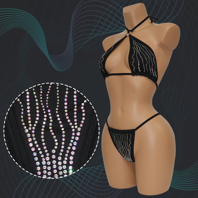 Black Diamond Two Piece Exotic Dancewear Bathing Suits Wholesale