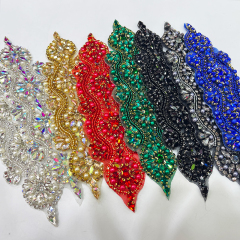21*6cm Crystal Beaded Bridal Lace Appliques Manufacturer