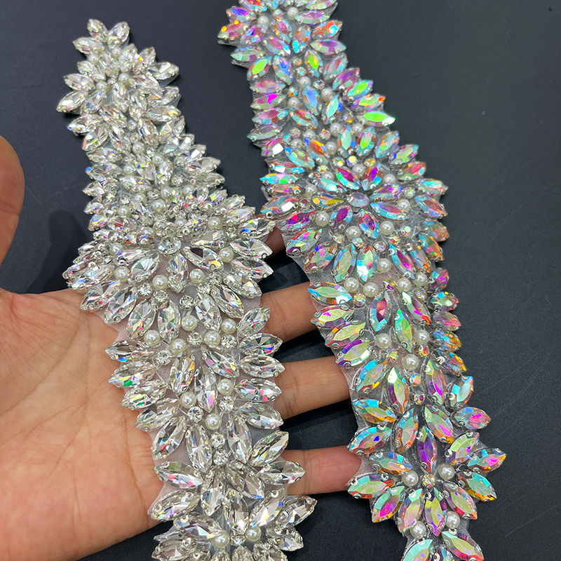 26*7.5cm Diamond Applique for Wedding Gown Dress Custom