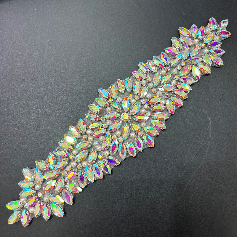 26*7.5cm Diamond Applique for Wedding Gown Dress Custom