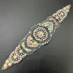 22*6cm Shiny Rhinestone Beaded Bridal Applique Supplier