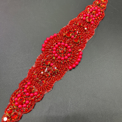 22*6cm Shiny Rhinestone Beaded Bridal Applique Supplier