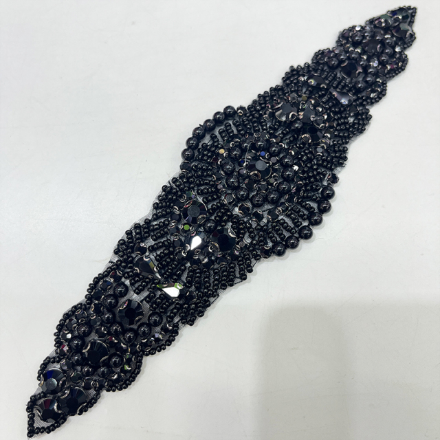 22*6cm Shiny Rhinestone Beaded Bridal Applique Supplier