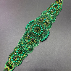 22*6cm Shiny Rhinestone Beaded Bridal Applique Supplier