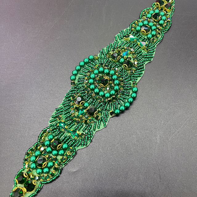 22*6cm Shiny Rhinestone Beaded Bridal Applique Supplier