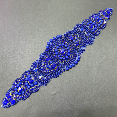 22*6cm Shiny Rhinestone Beaded Bridal Applique Supplier