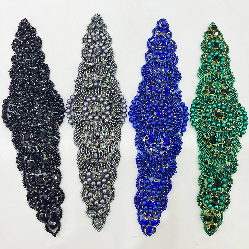 22*6cm Shiny Rhinestone Beaded Bridal Applique Supplier