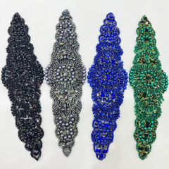 22*6cm Shiny Rhinestone Beaded Bridal Applique Supplier