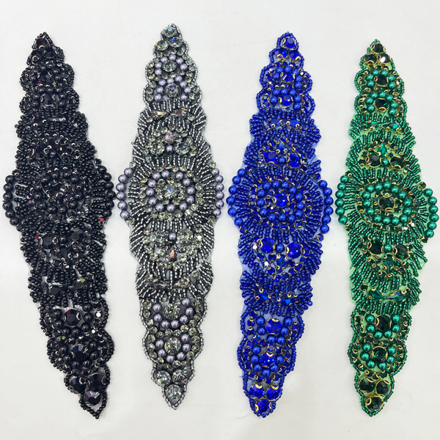 22*6cm Shiny Rhinestone Beaded Bridal Applique Supplier