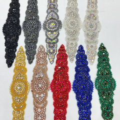22*6cm Shiny Rhinestone Beaded Bridal Applique Supplier