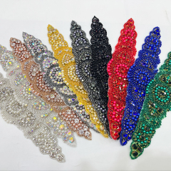 22*6cm Shiny Rhinestone Beaded Bridal Applique Supplier