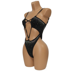 Diamond Bedazzled Hollow Out Dance Wear Stripper Swimsuits Exporter