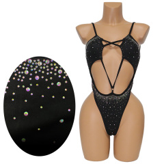 Diamond Bedazzled Hollow Out Dance Wear Stripper Swimsuits Exporter