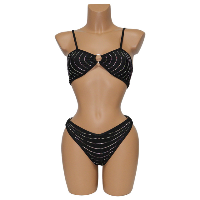 Black Jeweled Micro Bandeau Bikini Exotic Dancer Outfits Manufacturer