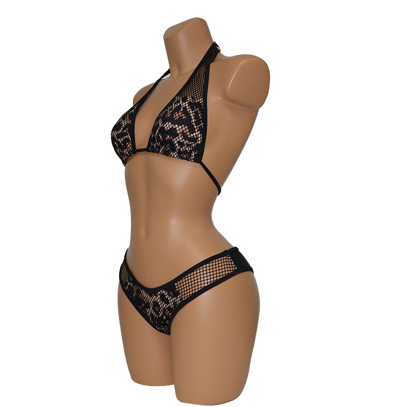 Sexy Leopard Print Mesh Bikini Top Sets Stripper Costumes Custom