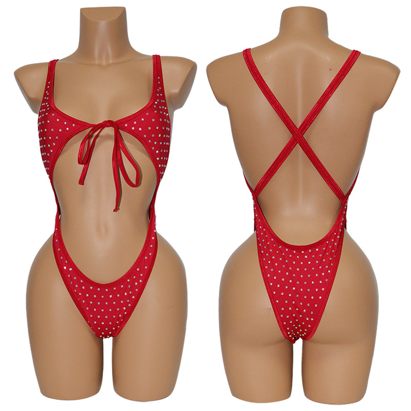 Bling Rhinestone Lace Up Bathing Suit Exotic Dancer Clothing Suppliers