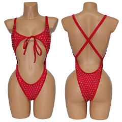 Bling Rhinestone Lace Up Bathing Suit Exotic Dancer Clothing Suppliers
