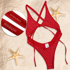 Bling Rhinestone Lace Up Bathing Suit Exotic Dancer Clothing Suppliers