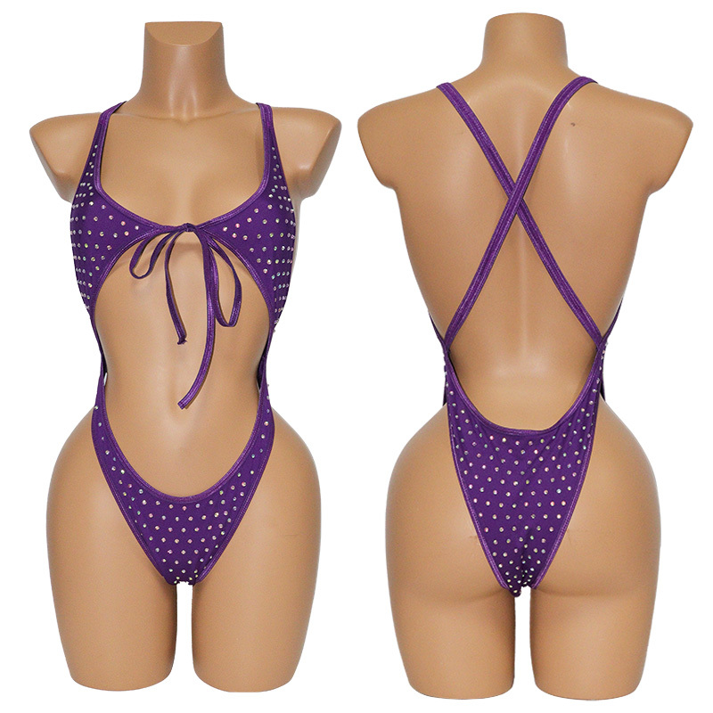Bling Rhinestone Lace Up Bathing Suit Exotic Dancer Clothing Suppliers