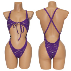 Bling Rhinestone Lace Up Bathing Suit Exotic Dancer Clothing Suppliers