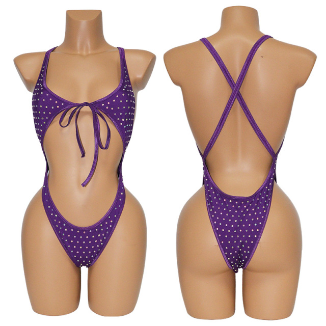 Bling Rhinestone Lace Up Bathing Suit Exotic Dancer Clothing Suppliers