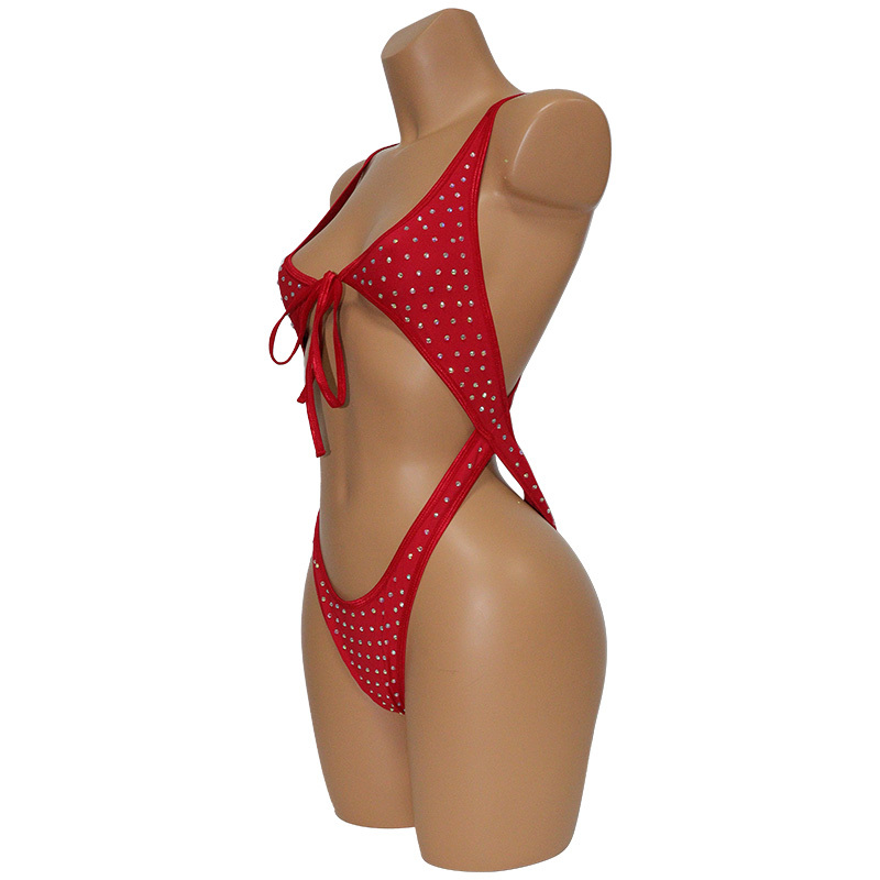 Bling Rhinestone Lace Up Bathing Suit Exotic Dancer Clothing Suppliers