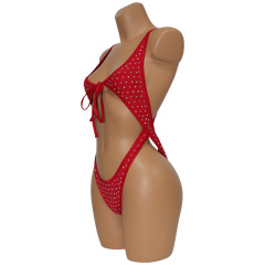 Bling Rhinestone Lace Up Bathing Suit Exotic Dancer Clothing Suppliers
