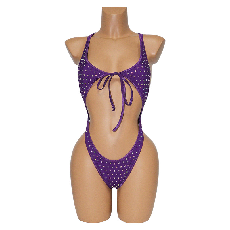 Bling Rhinestone Lace Up Bathing Suit Exotic Dancer Clothing Suppliers