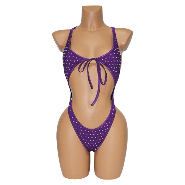 Bling Rhinestone Lace Up Bathing Suit Exotic Dancer Clothing Suppliers