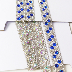 Bling White Jeweled Trim Iron On Clothes Exporter