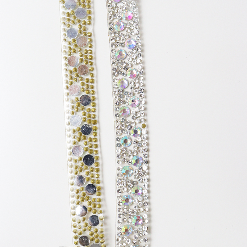 Bling White Jeweled Trim Iron On Clothes Exporter