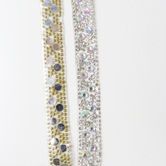 Bling White Jeweled Trim Iron On Clothes Exporter