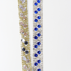 Bling White Jeweled Trim Iron On Clothes Exporter