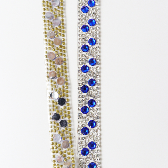Bling White Jeweled Trim Iron On Clothes Exporter