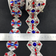 Red Round Square Pearl Beaded Rhinestone Iron On Trim Manufacturer