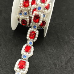 Luxury Blue Pearl and Rhinestone Trim Custom