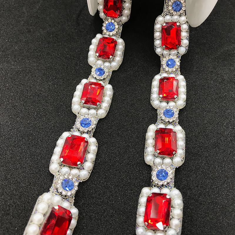 Luxury Blue Pearl and Rhinestone Trim Custom