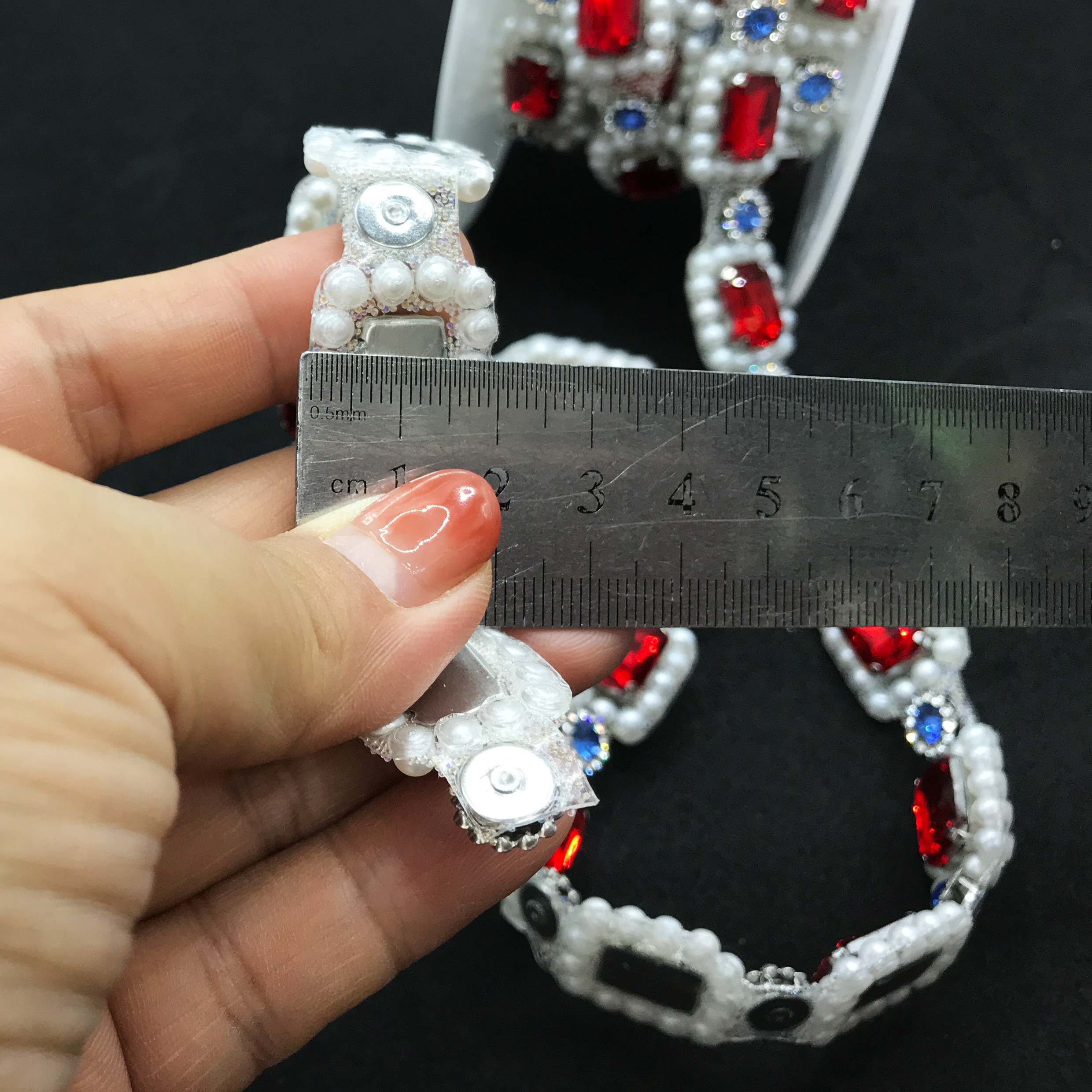 Luxury Blue Pearl and Rhinestone Trim Custom