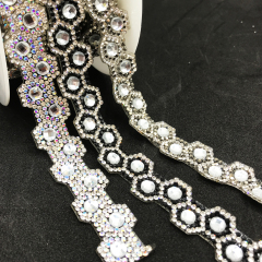 Hexagonal Shaped Rhinestone Trim by the Yard Exporter